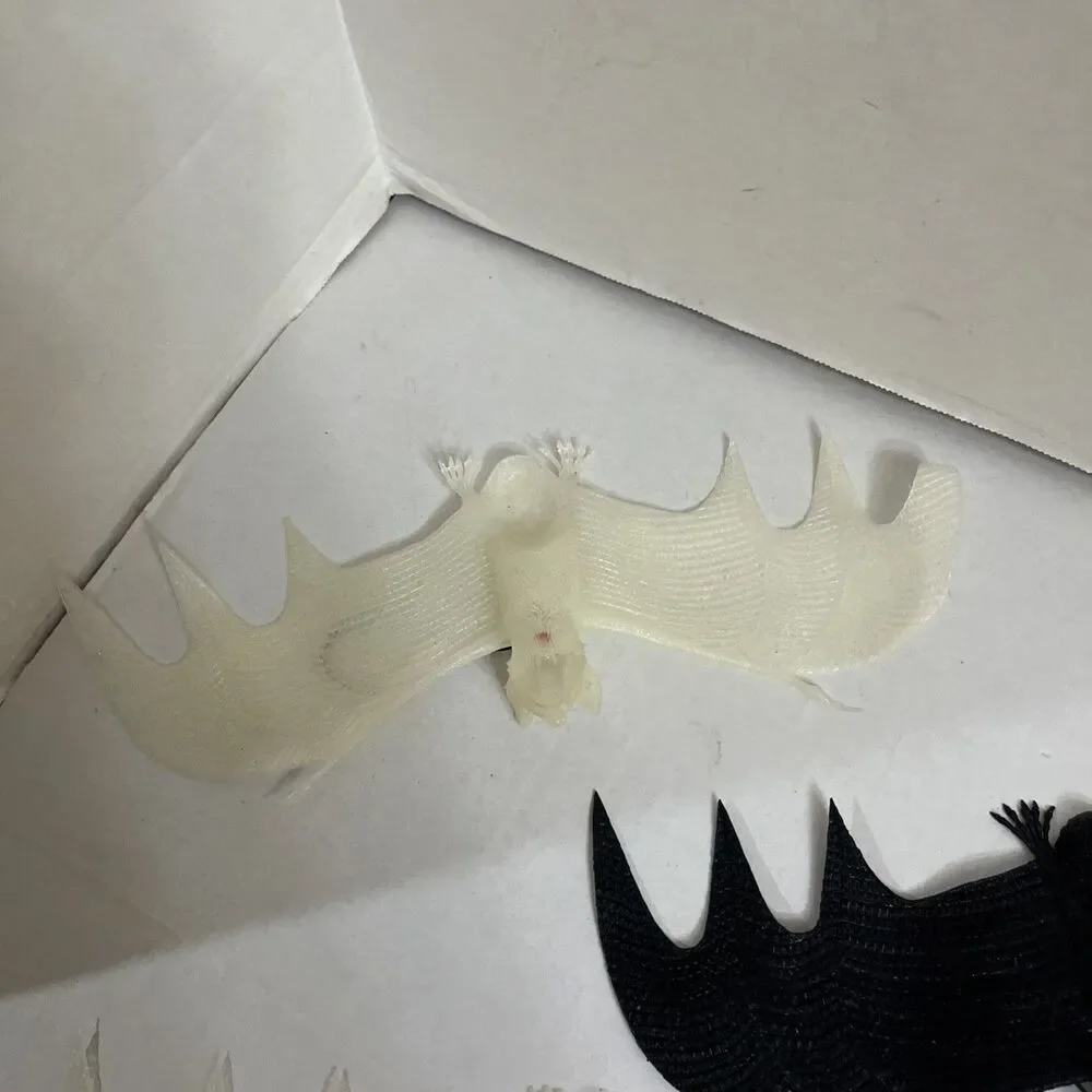 3 Vintage Halloween Rubber Hanging Bats 2 Glow In The Dark 1 Black